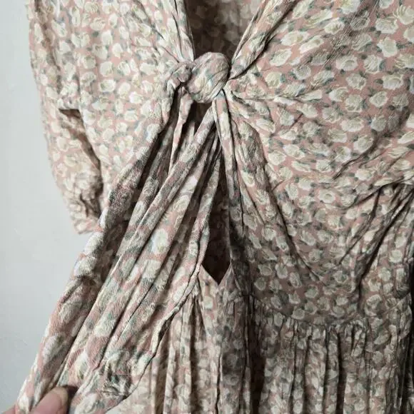 Faithfull The Brand Size 8 Marigot Tie-Front Dress in Pink Azalea Floral Print - Picture 5 of 9